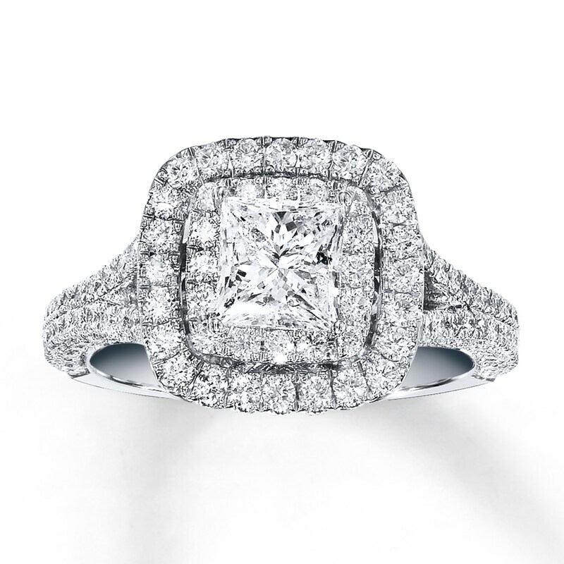 Main Image 1 of Previously Owned Neil Lane Engagement Ring 2 ct tw Princess & Round-cut Diamonds 14K White Gold - Size 5