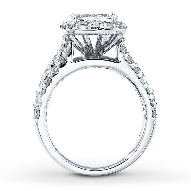 Main Image 2 of Previously Owned Diamond Engagement Ring 3 ct tw Princess & Round-cut 14K White Gold - Size 10