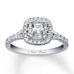 Previously Owned Neil Lane Ring 1 ct tw Princess & Round-cut Diamonds 14K White Gold Size 5.5