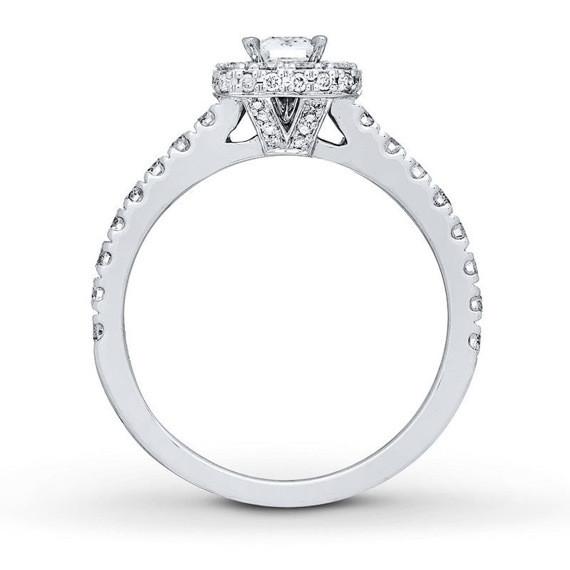 Main Image 2 of Previously Owned Neil Lane Engagement Ring 1 ct tw Emerald & Round-cut Diamonds 14K White Gold