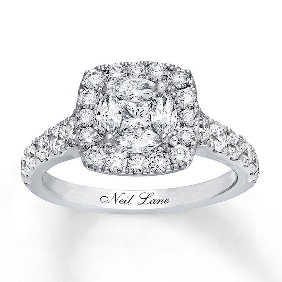 Previously Owned Neil Lane Engagement Ring 1-3/4 ct tw Marquise & Round-cut Diamonds 14K White Gold