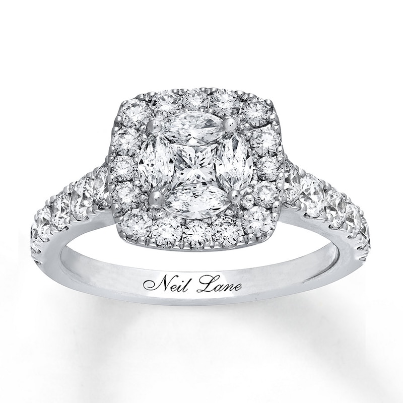 Main Image 1 of Previously Owned Neil Lane Engagement Ring 1-3/4 ct tw Marquise & Round-cut Diamonds 14K White Gold