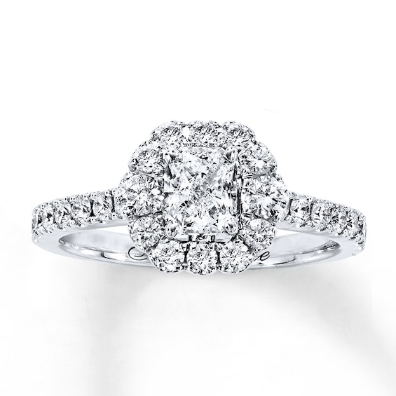 Previously Owned Neil Lane Engagement Ring 1-3/8 ct tw Radiant-cut Diamonds 14K White Gold