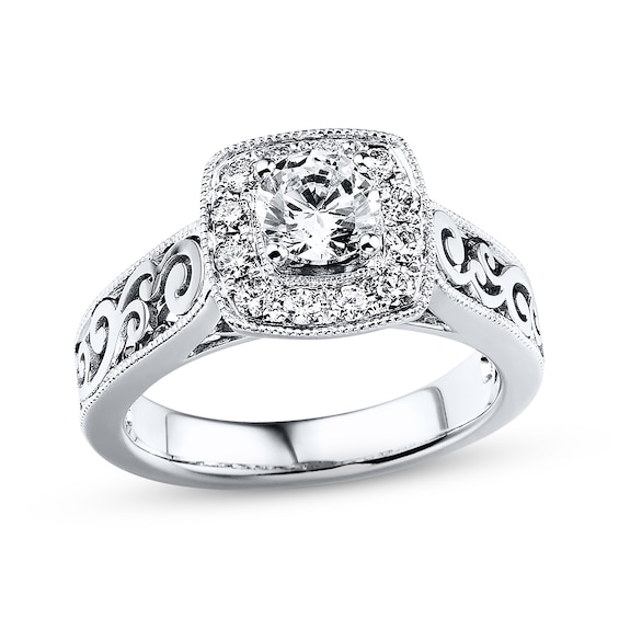 Previously Owned Diamond Engagement Ring 7/8 ct tw Round-Cut 14K White Gold