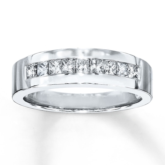 Previously Owned Men's Diamond Band 5/8 ct tw Square-Cut 10K White Gold Size