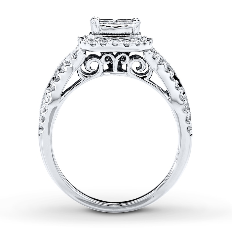 Main Image 2 of Previously Owned Diamond Engagement Ring 1 ct tw Princess & Round-cut 14K White Gold