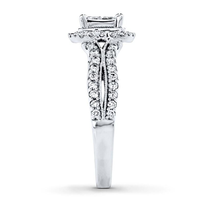 Main Image 3 of Previously Owned Diamond Engagement Ring 1 ct tw Princess & Round-cut 14K White Gold