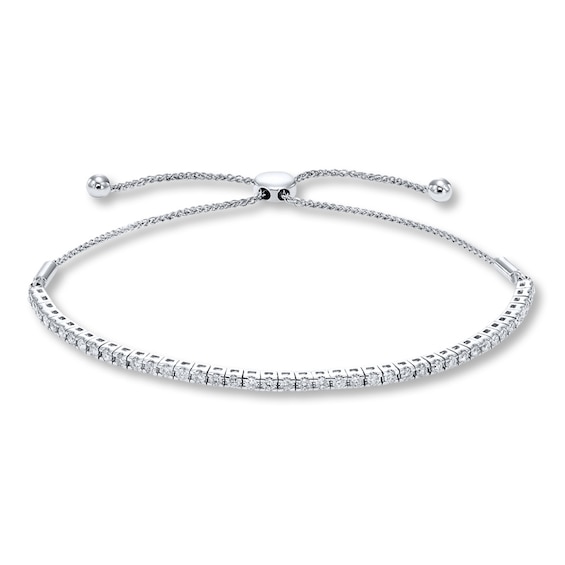 Previously Owned Diamond Bolo Bracelet 1 ct tw 14K White Gold 9.5"