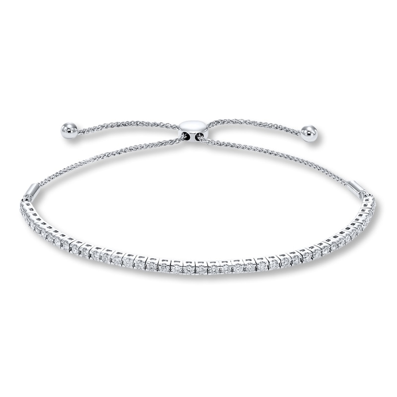 Main Image 1 of Previously Owned Diamond Bolo Bracelet 1 ct tw 14K White Gold 9.5&quot;