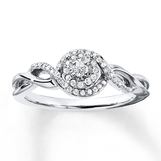 Previously Owned Diamond Ring 1/5 ct tw Round-cut 10K White Gold