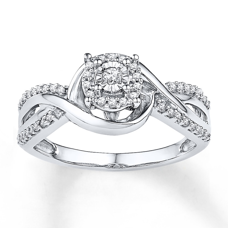 Main Image 1 of Previously Owned Diamond Promise Ring 1/4 ct tw Round 10K White Gold