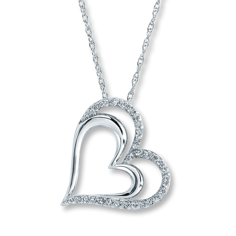 Previously Owned Diamond Heart Necklace 1/4 ct tw Round-cut Sterling Silver