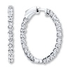 Thumbnail Image 1 of Previously Owned Diamond Hoop Earrings 2-1/2 ct tw Round-cut 14K White Gold
