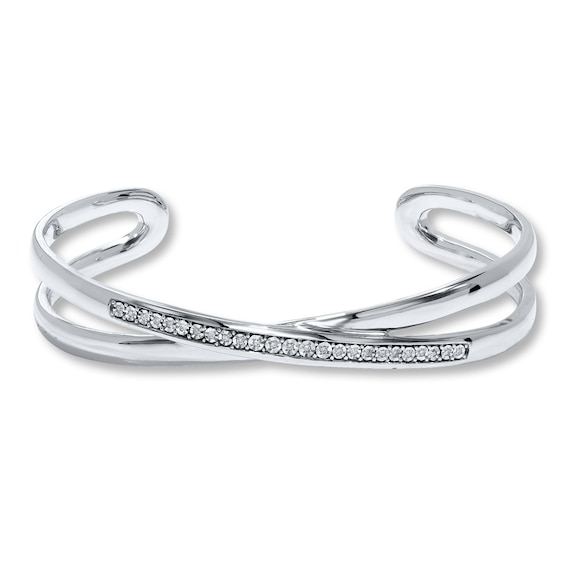 Previously Owned Diamond Cuff Bangle Bracelet 1/ ct tw Sterling Silver