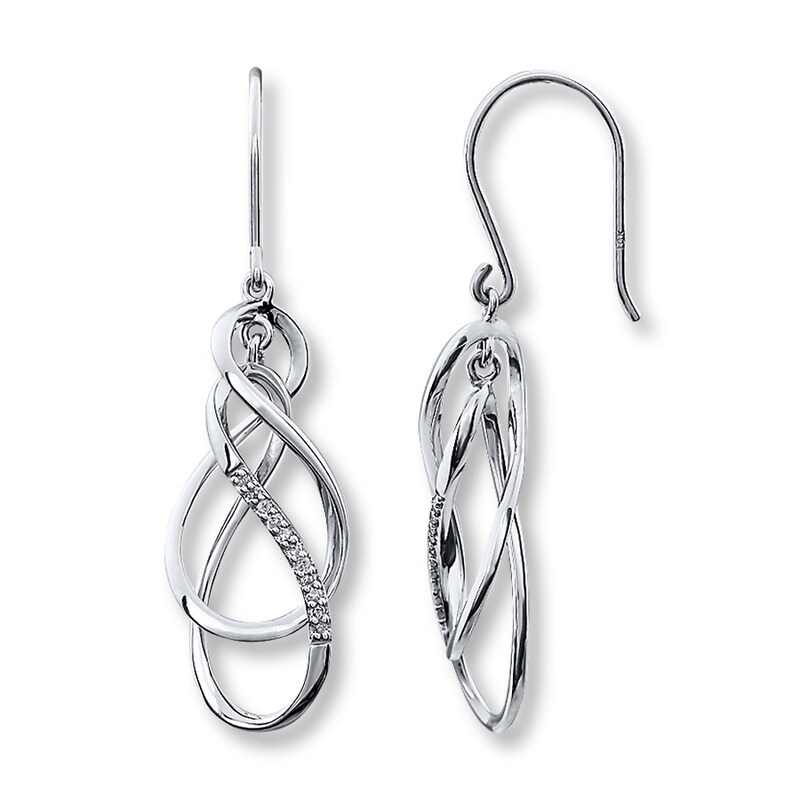 Main Image 1 of Previously Owned Diamond Earrings 1/20 ct tw Round-cut 10K White Gold