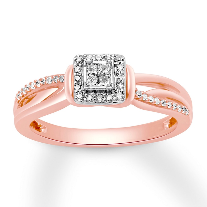 Main Image 1 of Previously Owned Diamond Ring 1/6 ct tw Princess & Round 10K Two-Tone Gold