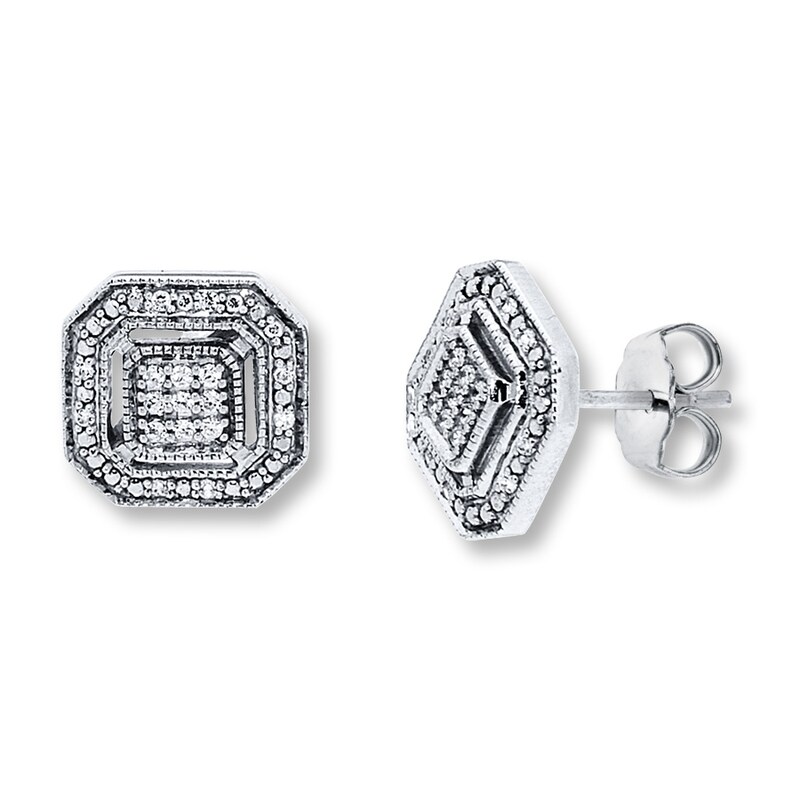 Main Image 1 of Previously Owned Diamond Earrings 1/6 ct tw Round-cut Sterling Silver