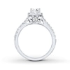 Thumbnail Image 2 of Previously Owned THE LEO Engagement Ring 1 ct tw Emerald & Round-cut Diamonds 14K White Gold