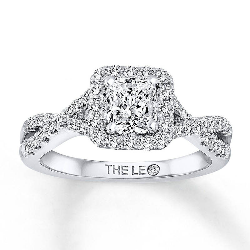 Main Image 1 of Previously Owned THE LEO Diamond Ring 1-1/4 ct tw Radiant & Round-cut 14K White Gold