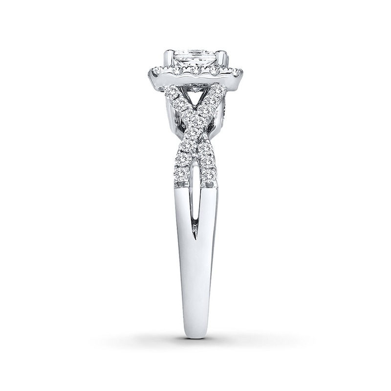 Main Image 2 of Previously Owned THE LEO Diamond Ring 1-1/4 ct tw Radiant & Round-cut 14K White Gold
