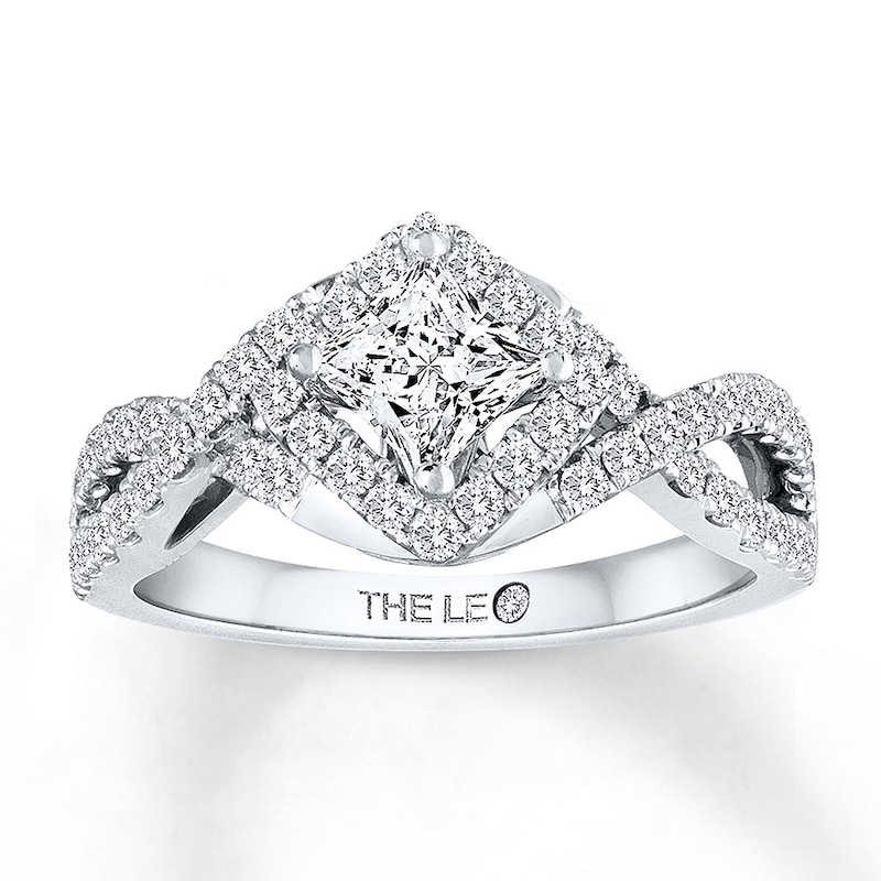 Previously Owned THE LEO Diamond Engagement Ring 1 ct tw Princess & Round-cut 14K White Gold