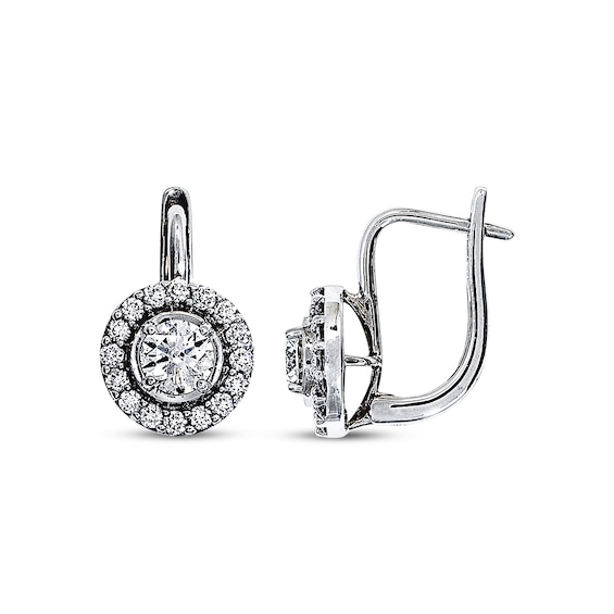 Previously Owned Round-Cut Diamond Earrings 1 ct tw 18K White Gold