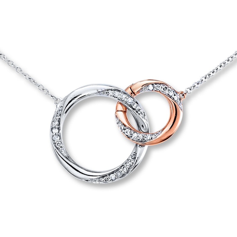 Main Image 1 of Previously Owned Miracle Links Necklace 1/6 ct tw Diamonds 10K Two-Tone Gold