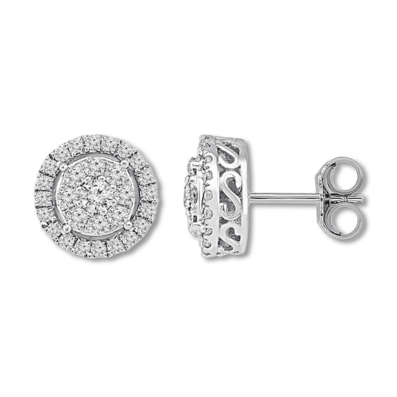Previously Owned Diamond Earrings 1 ct tw Round-cut 10K White Gold