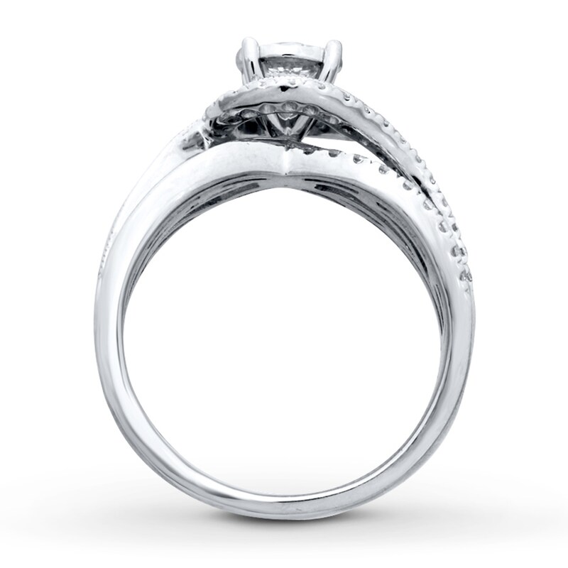 Previously Owned Ring 1 ct tw Round & Baguette-cut Diamonds 14K White Gold