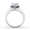 Thumbnail Image 2 of Previously Owned Diamond Engagement Ring 3/4 ct tw Princess & Round-cut 14K White Gold