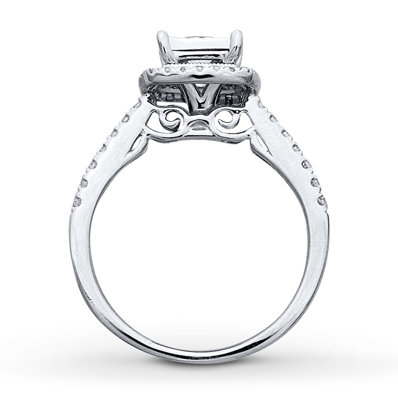 Main Image 2 of Previously Owned Diamond Engagement Ring 3/4 ct tw Princess & Round-cut 14K White Gold