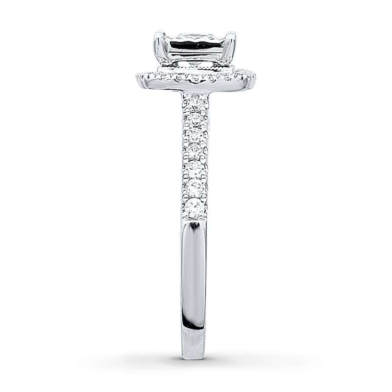 Main Image 3 of Previously Owned Diamond Engagement Ring 3/4 ct tw Princess & Round-cut 14K White Gold