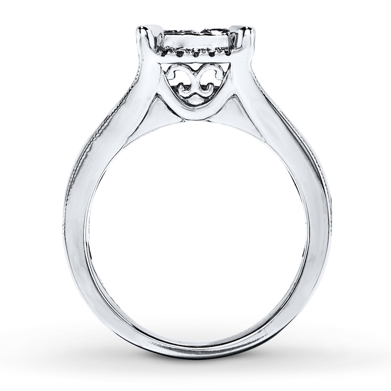 Main Image 2 of Previously Owned Diamond Engagement Ring 1-3/8 ct tw Princess & Round-cut 14K White Gold