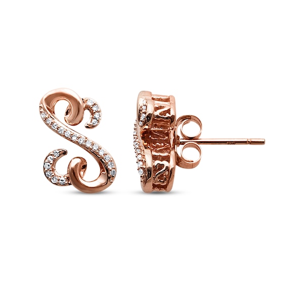 Previously Owned Open Hearts Earrings 1/10 ct tw Diamonds 10K Rose Gold