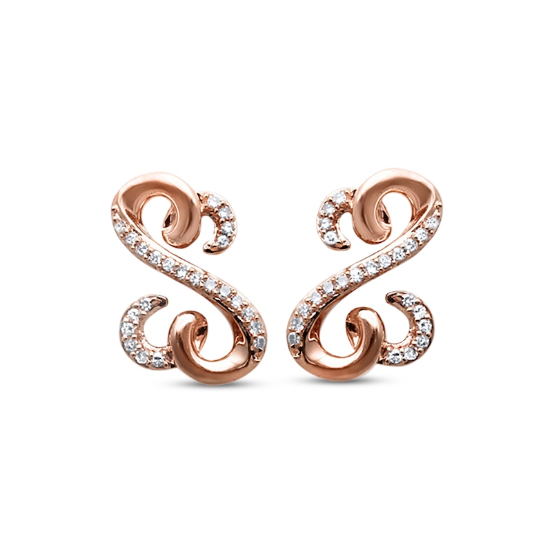 Main Image 2 of Previously Owned Open Hearts Earrings 1/10 ct tw Diamonds 10K Rose Gold