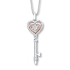 Thumbnail Image 0 of Previously Owned Diamond Key Necklace 1/10 ct tw Sterling Silver & 10K Rose Gold 18"