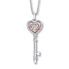 Thumbnail Image 0 of Previously Owned Diamond Key Necklace 1/10 ct tw Sterling Silver & 10K Rose Gold 18"