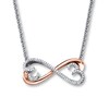 Thumbnail Image 1 of Previously Owned Open Hearts Necklace 1/10 ctw Diamonds Sterling Silver & 10K Rose Gold