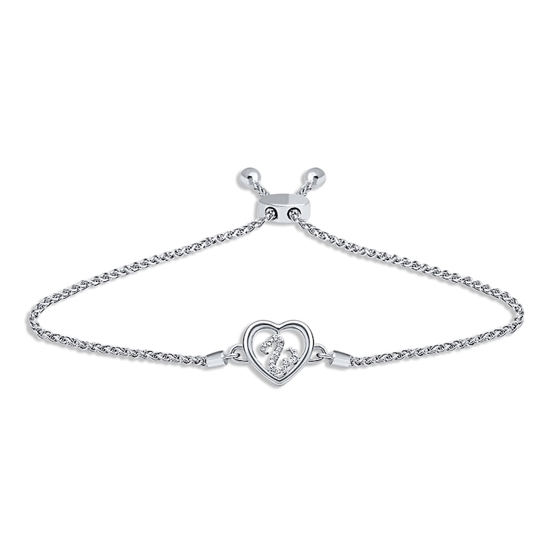 Main Image 1 of Previously Owned Round-Cut Diamond Bolo Bracelet 1/20 ct tw Sterling Silver