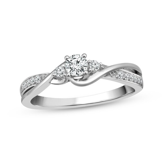 Previously Owned Diamond Engagement Ring 1/3 ct tw Round-cut 10K White Gold Size 7