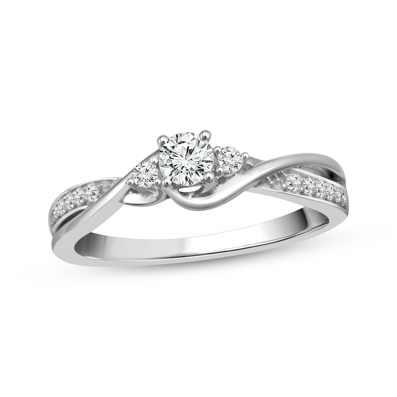 Main Image 1 of Previously Owned Diamond Engagement Ring 1/3 ct tw Round-cut 10K White Gold Size 7