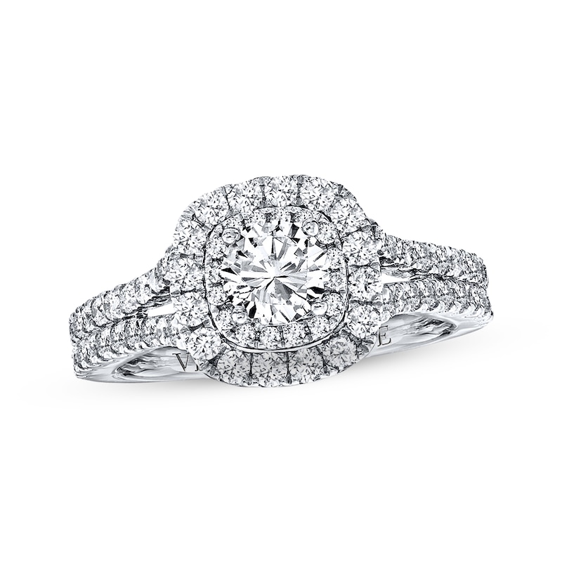 Main Image 1 of Previously Owned Diamond Engagement Ring 1-1/2 ct tw Round-cut Diamonds 14K White Gold