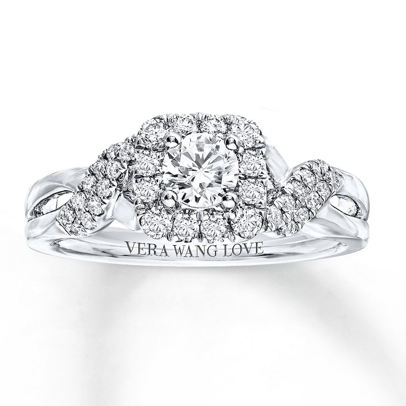 Main Image 1 of Previously Owned Engagement Ring 3/4 ct tw Round-cut Diamonds 14K White Gold Ring