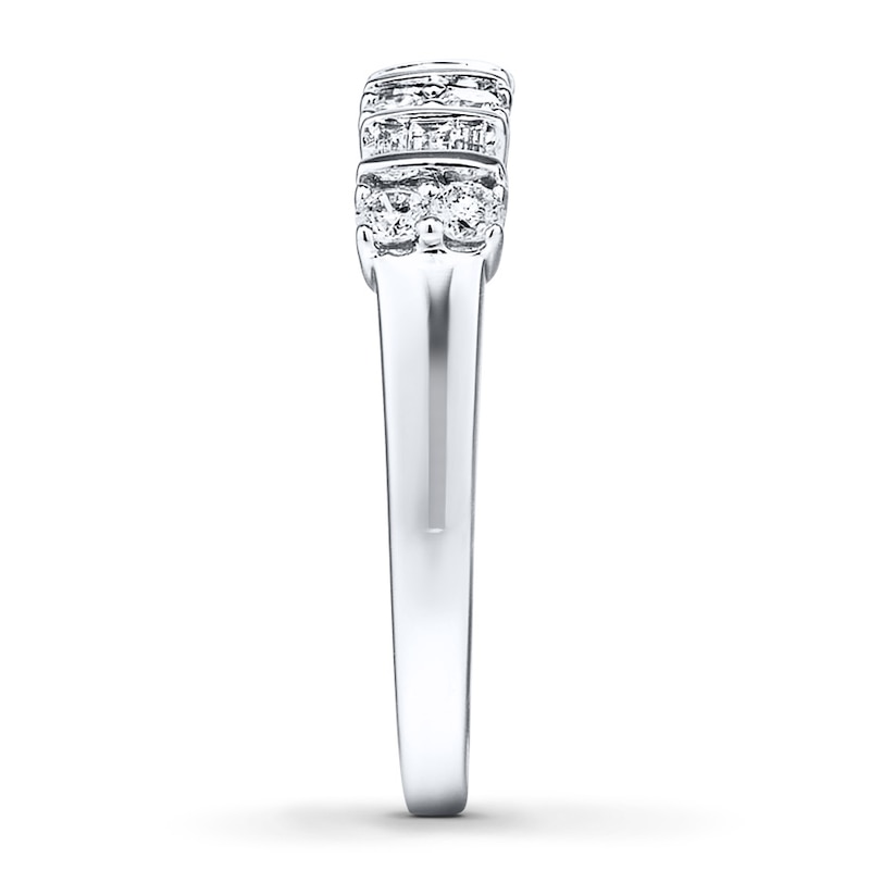 Main Image 3 of Previously Owned Diamond Anniversary Band 1/2 ct tw Baguette & Round-cut 10K White Gold