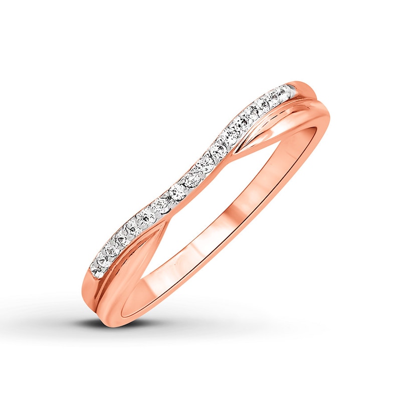 Main Image 1 of Previously Owned Diamond Anniversary Contour Band 1/10 ct tw Round-cut 14K Rose Gold