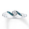 Thumbnail Image 1 of Previously Owned Blue & White Diamonds 1/10 ct tw Ring Sterling Silver