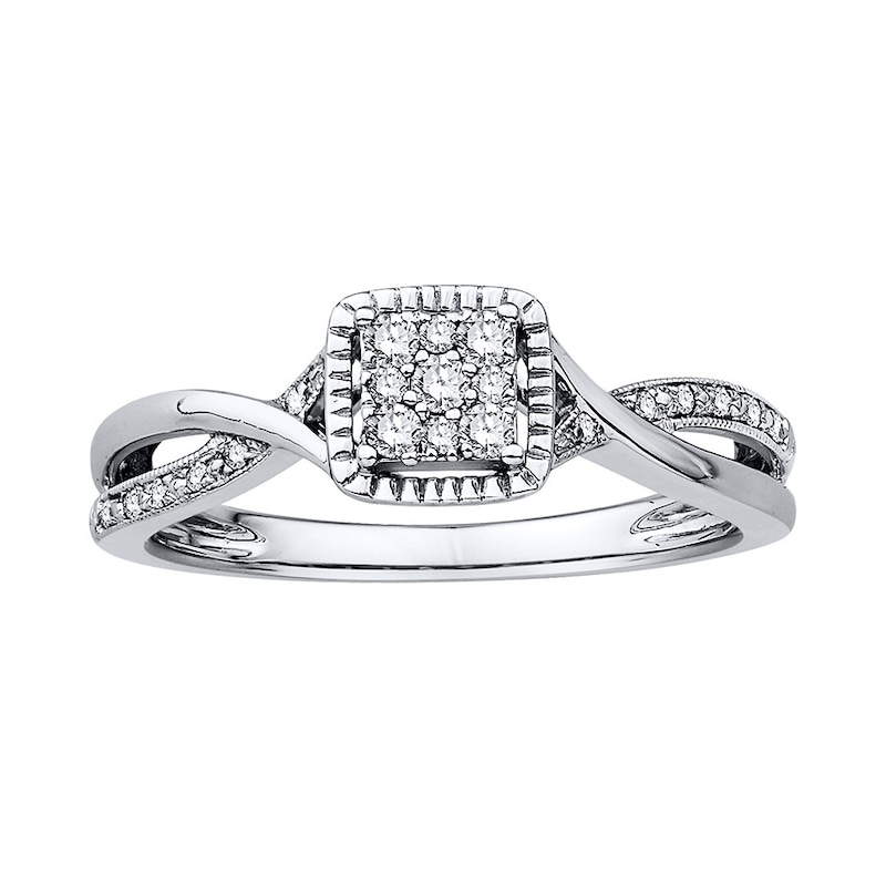 Main Image 1 of Previously Owned Diamond Promise Ring 1/6 ct tw 10K White Gold