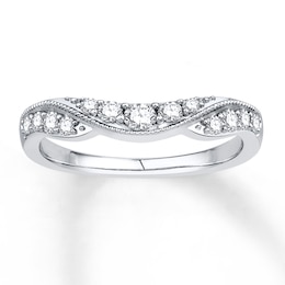 Previously Owned Diamond Anniversary Contour Band 3/8 ct tw Round-cut 14K White Gold