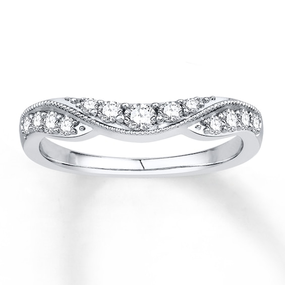 Previously Owned Diamond Anniversary Contour Band 3/8 ct tw Round-cut 14K White Gold