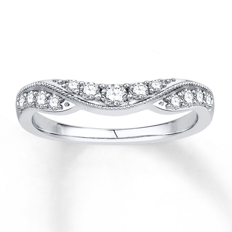 Main Image 1 of Previously Owned Diamond Anniversary Contour Band 3/8 ct tw Round-cut 14K White Gold